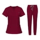 thumbnail image 1 of Uniformes Conjunto de Enfermera Top y Pantalones Traje Moderno Ropa de Trabajo Manga Corta para Rojo, 1 of 9