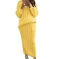 thumbnail image 3 of Women's Winter 2 Piece Outfit Sweater Sets Chunky Cable Knit Oversized Sweater Pullover and Long Skirt Sets, 3 of 6