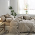 thumbnail image 3 of MooMee Duvet Cover Set Twin 100% Washed Cotton Twill Ultra-Soft Breathable Linen Like 2-Piece (Cream Grey, 68"x90"), 3 of 7