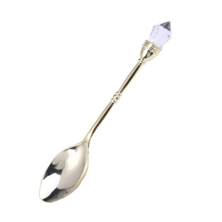 

European Court Style Retro Coffee Spoon Embed Diamond Head Stirring Spoon Creative Small Cake Spoon for Coffee Ice Cream (Golden)