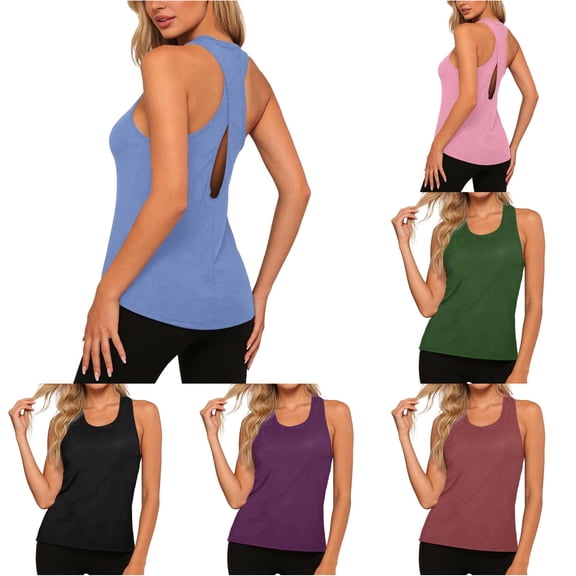 Gunia Women Tank Tops Yoga Top With Backless Design Breathable Ice Silk Workout Athletic Tank For Fitness And Sports T Shirts For Women Blue Xl