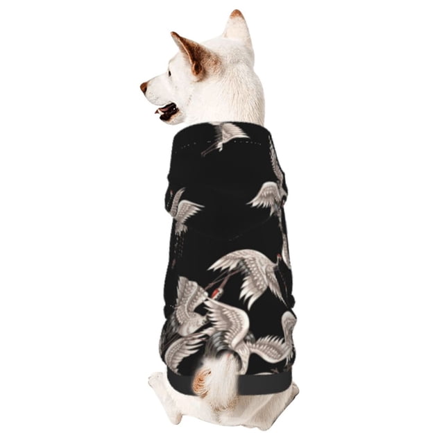 Balery Japanese White Crane Sudadera con Capucha para Perros Pequeños – Ropa para Mascotas, Disfraz para Perros y Gatos, Ideal para Fiestas y Cosplay-Small