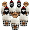 Big Dot of Happiness Lumberjack - Channel the Flannel - Cupcake Decoration - Buffalo Plaid Party Cupcake Wrappers and Treat Picks Kit - Set of 24