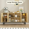 thumbnail image 4 of Yeahumalia Large Sideboard Buffet Cabinet with Storage, Mid Century Modern Accent Credenza with 4 Fluted Doors for Living Room, Kitchen, Entryway, Hallway - Wood Color, 4 of 7