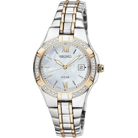 Seiko Women's Solar Mother Of Pearl Dial Two-tone Stainless Steel Watch SUT068