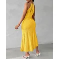 thumbnail image 4 of CHICME Summer Dresses for Women Solid Color Halter Hollow Out Sleeveless A Line Vacation Dress with Eyelet Embroidery & Side Slit Yellow-XL, 4 of 9