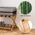 thumbnail image 4 of Smart FENDEE Fully Assembled Luggage Racks with 5 Nylon Straps,Bedroom, Hotel,Honey Oak,Pack of 2, 4 of 7