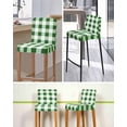 thumbnail image 5 of Green Plaid Bar Stool Covers Set of 6, Spring Summer Farmhouse Buffalo Checkered Stretch Washable Bar Chair Covers with Backs, Removable Pub Counter Height Chair Cover for Kitchen Dining Room Cafe, 5 of 7