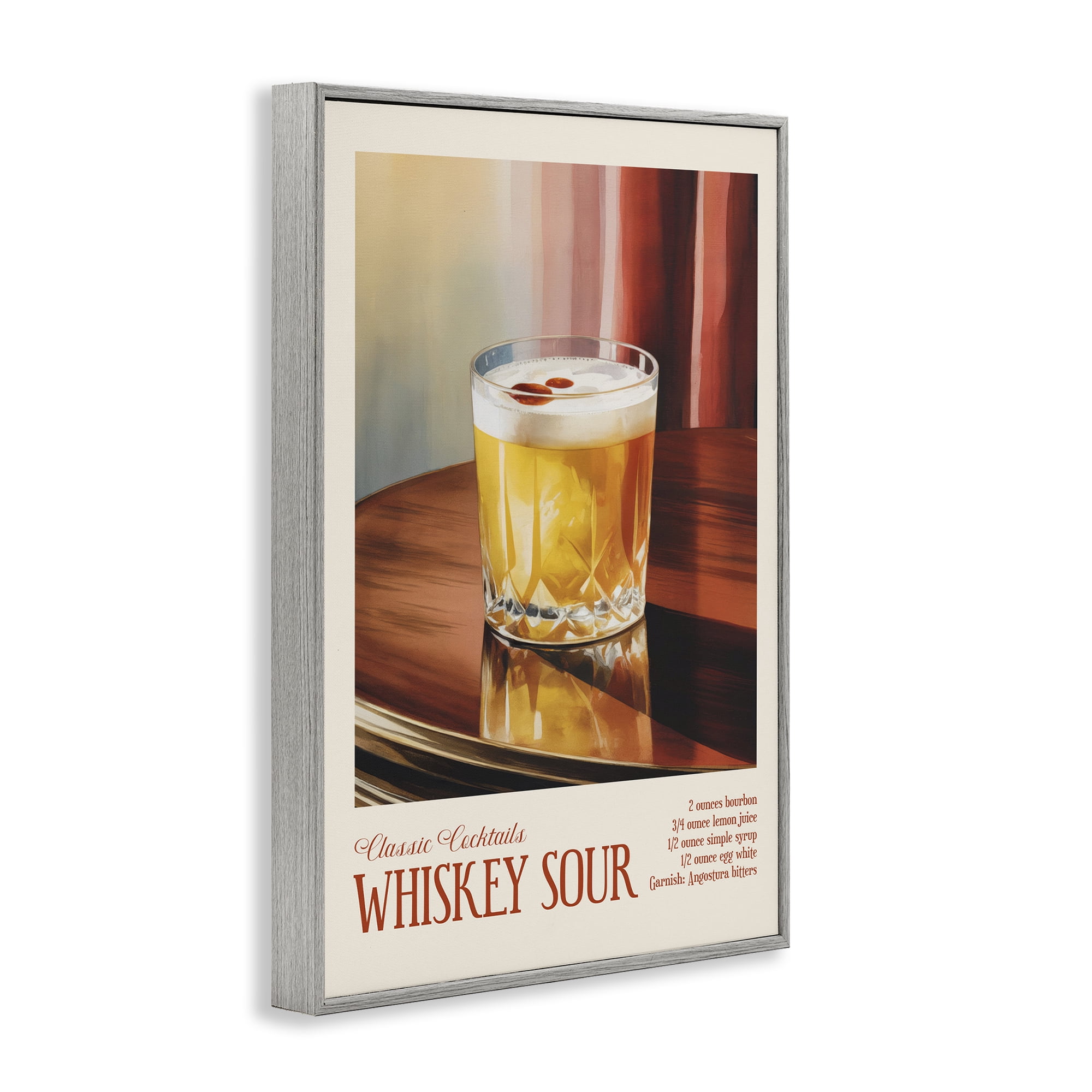 Stupell Industries Whiskey Sour on Table Gray Framed Giclee Art, design by Andreas Magnusson
