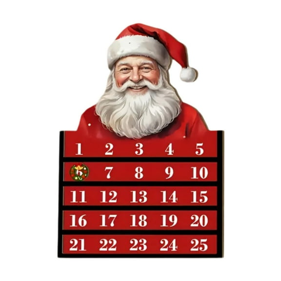 Christmas Advent Calendar Wooden Calendar Xmas Decoration Reusable 25 Day Countdown for Home Tabletop Mantel Decor