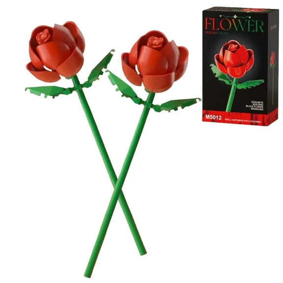 TRANSLIK Red Rose Building Blocks Roses Flowers Artificial Flowers Botanical Collection Blocks Kit