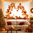 thumbnail image 3 of Maple Leaf Garland With Pumpkin on Wooden Shelf, Cozy Rustic for Nature Lovers, Autumn Harvest Decor Thanksgiving Gift Tapestry Wall Hanging for Living Room and Bedroom, 3 of 7