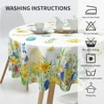 thumbnail image 6 of Easter Bunny Table Cloth Colorful Eggs Yellow Purple Floral Decorative Tablecloth Round 60 Inch Spring Flowers Washable Table Cover for Holiday Party Home Kitchen Dinning Room Picnic Decor, 6 of 6