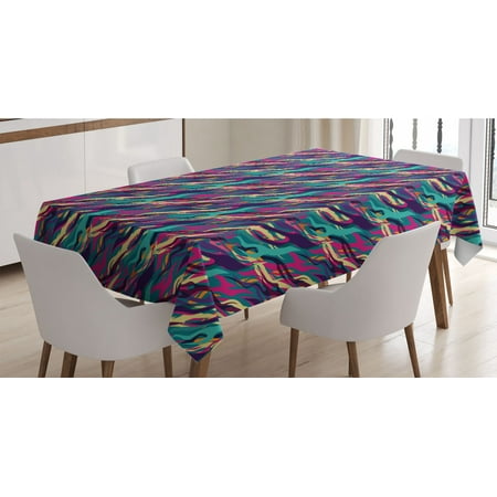 

Abstract Tablecloth Creative and Diagonal Look Stripes Wavy Contemporary Colorful Illustration Rectangle Satin Table Cover Accent for Dining Room and Kitchen 52 X 70 Multicolor by Ambesonne