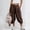 Brown women linen capri pants a1, variant on Women Cotton Linen Harem Pants Elastic Waist Flowy Casual Capri Pants with Pockets Loose Regular Fit Cropped Travel Lounge Trousers Summer Beach Wear, Black M