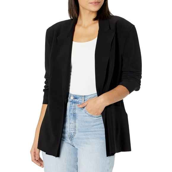 Norma Kamali Women's Single Breasted Straight FIT Jacket, Black, Medium