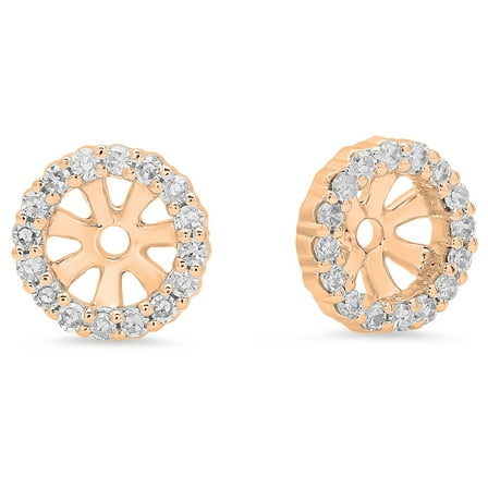 0.15 Carat (ctw) 14K Rose Gold Round Diamond Ladies Halo Style Stud Earrings With Removable Jackets