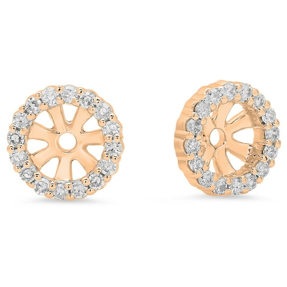 0.15 Carat (ctw) 14K Rose Gold Round Diamond Ladies Halo Style Stud Earrings With Removable Jackets