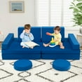 thumbnail image 3 of Costway 10 PCS Kids Play Sofa Set Modular Convertible Foam Folding Couch Toddler Playset Blue, 3 of 10