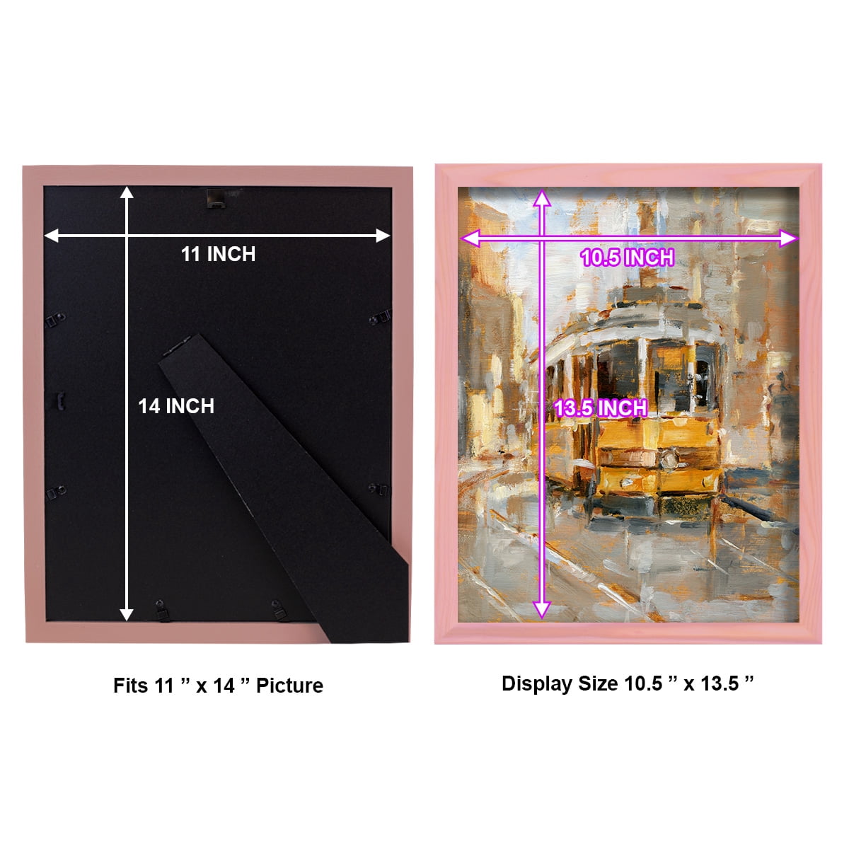 Day Trolley II - Framed Print w/glass - Sunset Pink