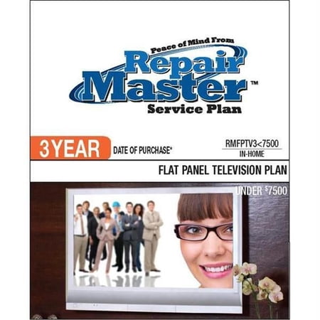 Repair Master RMFPTV3 7500 3-Yr Date of Purchase Flat Panel TV Plan - Under $7,500