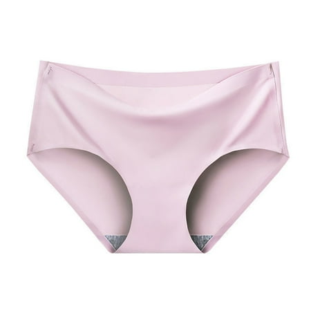 Ashirexll Panties for Women  Ice Silk Seamless Underwear for Women s Summer Thin Cotton Breathable and Sexy Girl Style Mid Waist Triangular Pant Head Pink M