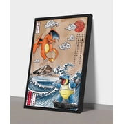 Charizard Poster Charizard vs Blastoise Framed Print Anime Wall Art Print Pikachu Home Decor FF15, Birthday Gift Unframed Poster