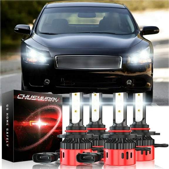 For Nissan Maxima 2008 4x 6000K White LED Headlight High/Low Beam Bulbs Combo Kits Super Bright White