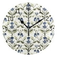 thumbnail image 4 of Bluebell Florals and Leaves Retro Round Wall Clock Silent Analog Battery Operated Gold Pointer Home Decor 9.84" Diameter, 4 of 11