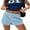Blue, variant on Michellecmm Women's Stripe Print Shorts, High Waist Wide Leg Short Pants