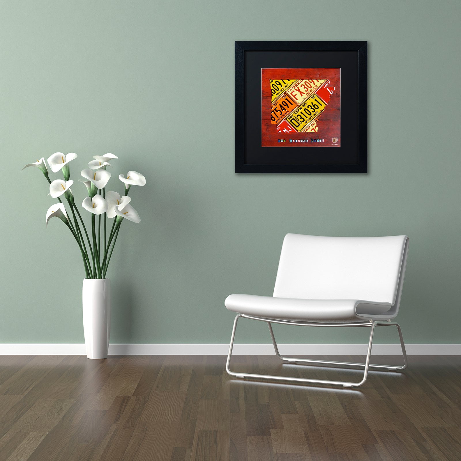 Trademark Fine Art 'Arkansas Map' Canvas Art by Design Turnpike, White Matte, Black Frame