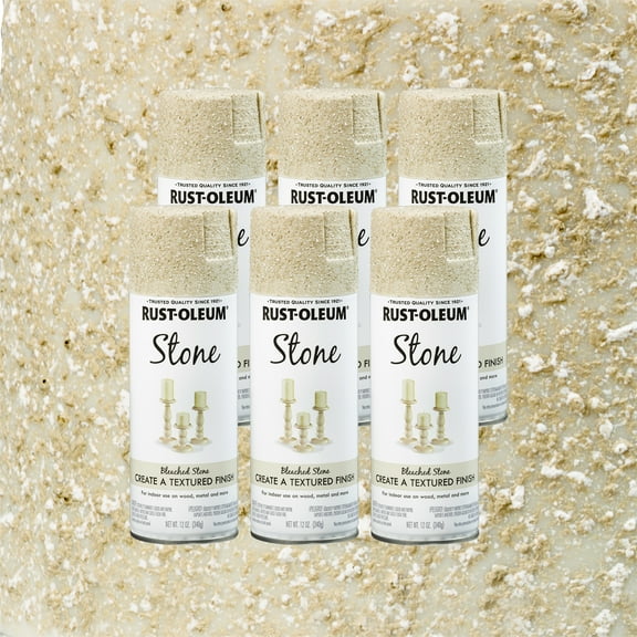 6 Pack, Bleached Stone, Rust-Oleum American Accents Textured Spray Paint-342730, 12 oz