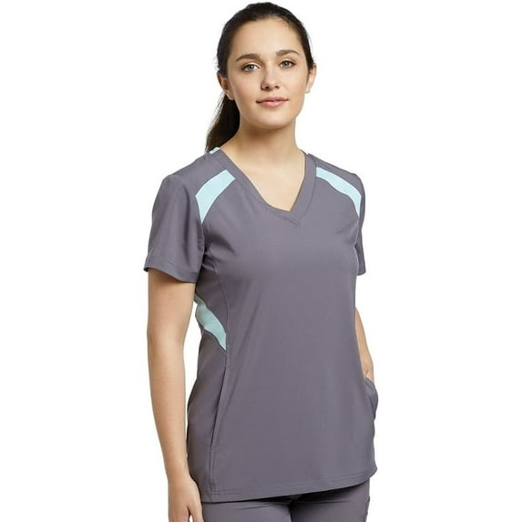Fit by White Cross Women's V-Neck Mesh Contrast Solid Scrub Top