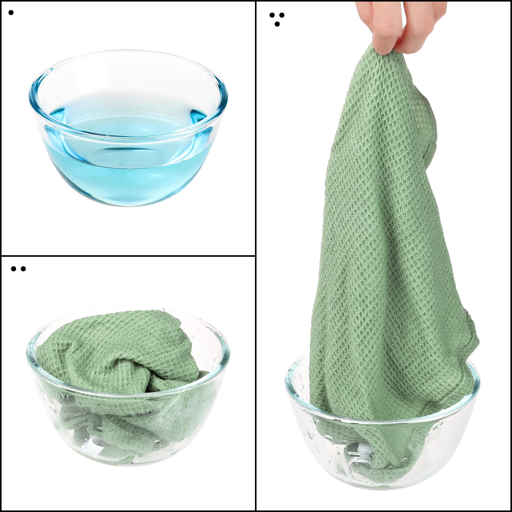 Unique Bargains 6 Pack Reuseable Cloths Cotton Waffle Weave Kitchen Towels Light Green