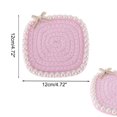 thumbnail image 2 of Unique Bargains 1 Pc Square Pearl Heat Insulation Mat Drink Coaster Pink Cotton rope, 2 of 5
