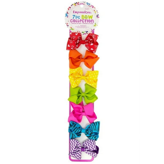 Expressions 7PC Grosgrain Bow Clip Happy Birthday Collection