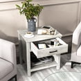thumbnail image 2 of Table de Nuit Grise Moderne avec Tiroir et Tablette de Rangement, Table d'Appoint Rustique Style Ferme pour Chambre et Salon, 2 of 7