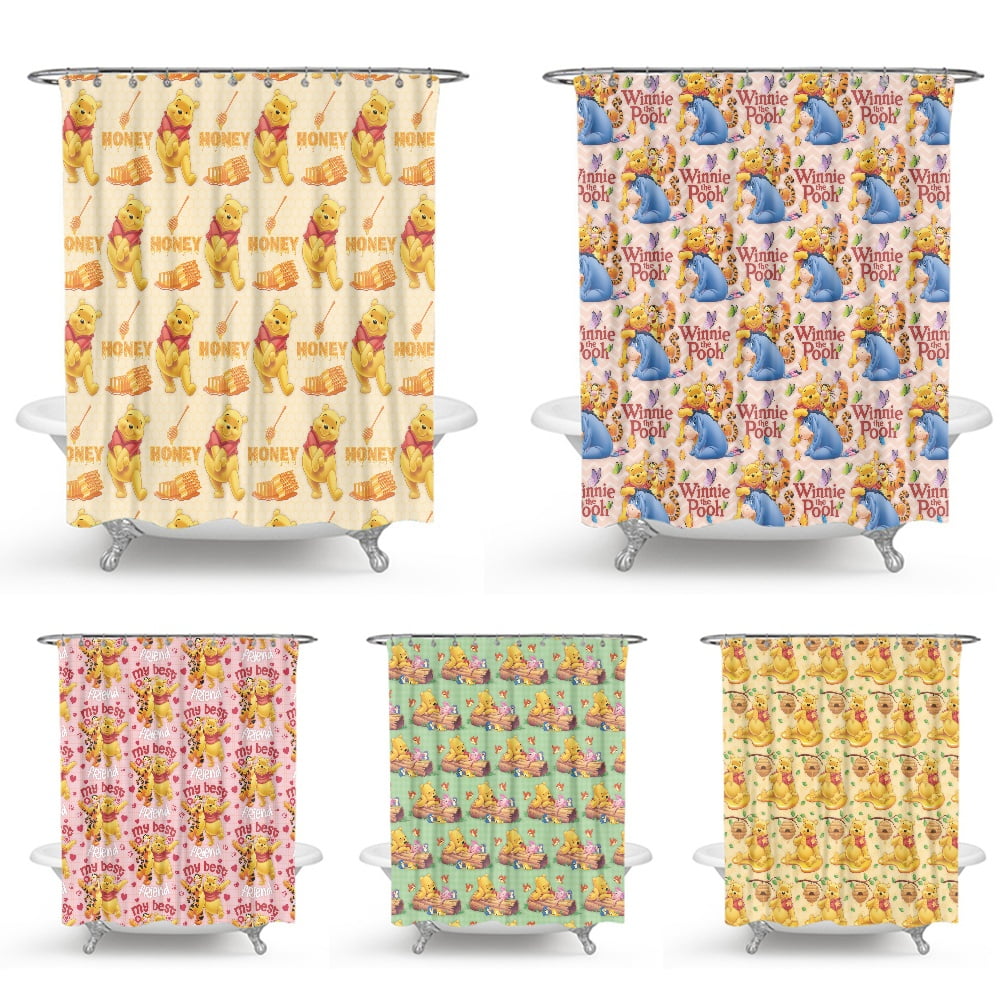 Winnie the Pooh Waterproof Shower Curtain, Design Watercolor