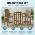 thumbnail image 7 of Dining Set 3-Piece Antique Wood Indoor/Outdoor Bar Height Bistro Set, 31.1" Round Pub Table with 2 Bar Stools, All-Weather Patio Furniture for Balcony, Deck, Poolside & Coastal Use, 7 of 7