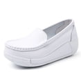 thumbnail image 2 of zapatos de plataforma para mujer, zapatos individuales informales con tacón inclinado, zapatos de cuero para mujer con parte inferior gruesa, cómodos zapatos oscilantes, chanclas, 2 of 5