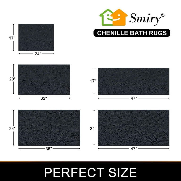 Smiry Soft Chenille Bathroom Rugs 17x47 Absorbent Shaggy Bath Mat  Washable Plush Bathroom Floor Mat, Beige 