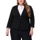 thumbnail image 1 of Blazer de talla grande para mujer GRACE & GRANDEUR con solapa de muesca y botones frontales, chaquetas para el trabajo 1X Negro, 1 of 1