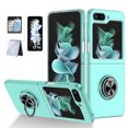 thumbnail image 1 of Allytech Galaxy Z Flip 5 Case with 2 Set Screen Protector, With Ring Holder Stand Shockproof Protective Anti-Scratch Hybrid Case Cover for Samsung Galaxy Z Flip 5 - Skyblue, 1 of 9