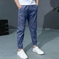 thumbnail image 2 of OSOLU Boys Pants Elastic Waist Side Pockets Jogger Kids Daily Casual Trousers Dark Blue, 2 of 7