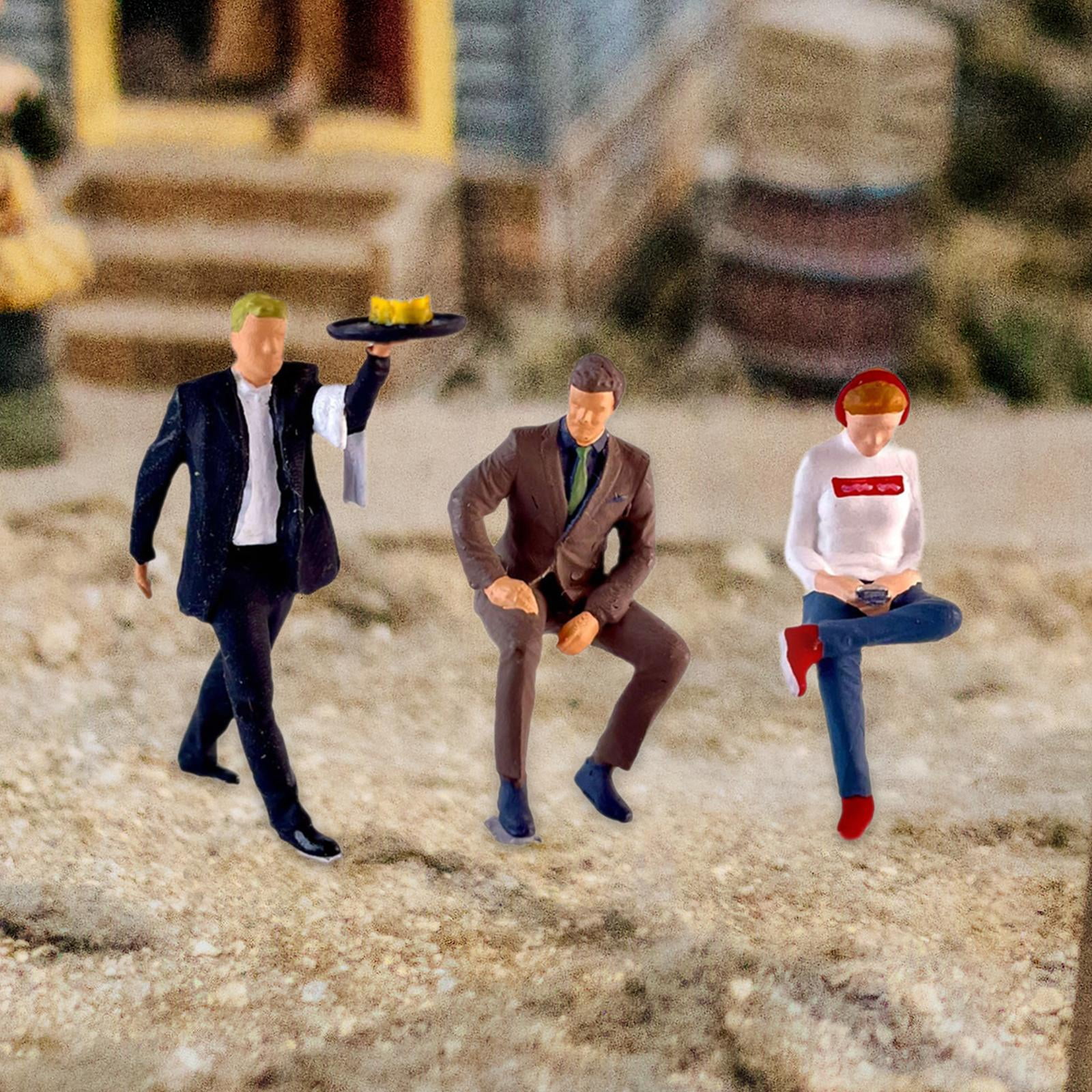 LeeQinersw 3 Pieces 1:64 Hand Painted People Figures, Miniature Diorama Restaurant Figures,