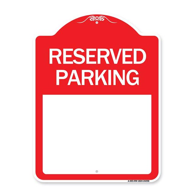 SignMission A-DES-RW-1824-24298 18 x 24 in. Signe de la Série de Concepteur - Parking Réservé Vierge&44; Rouge & Blanc