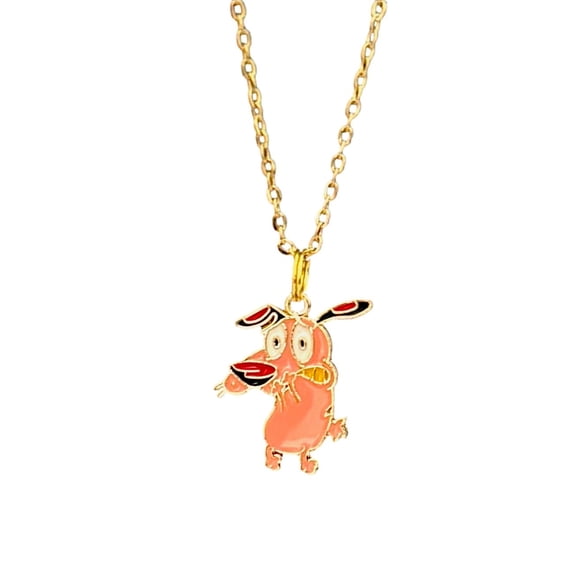 Courage Cartoon Dog Necklace Enamel Metal Pendant