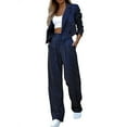 thumbnail image 2 of Pyhlmscde Women's Collar Striped Loose Casual Sweatsuit, Sweatsuits for Women, Blazers for Women, Two Piece Sets for Women, 2 of 5