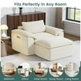 thumbnail image 6 of Fnkosi Lounger Chair Living Room Upholstered Sleeper Chair Cloud Plush Corduroy Reading Chair Movable Ottoman No Assembly Required, Beige, 6 of 6
