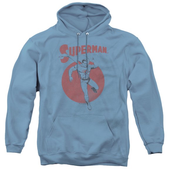 Superman Vintage Sphere Adult Pullover Hoodie Sweatshirt Carolina Blue
